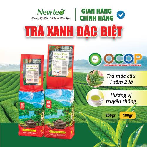 Nõn trà Minh Trí Tuệ Newtea 200g, Đặc sản Trà xanh Thái Nguyên, Trà Móc câu Cao cấp