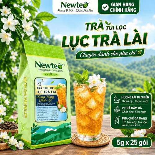 LỤC TRÀ LÀI TÚI LỌC Newtea Cao Cấp 125g (25 gói) - Chuyên Dùng Pha Chế, Pha Trà Chanh, Lục Trà Trái Cây, Lục Trà Sữa