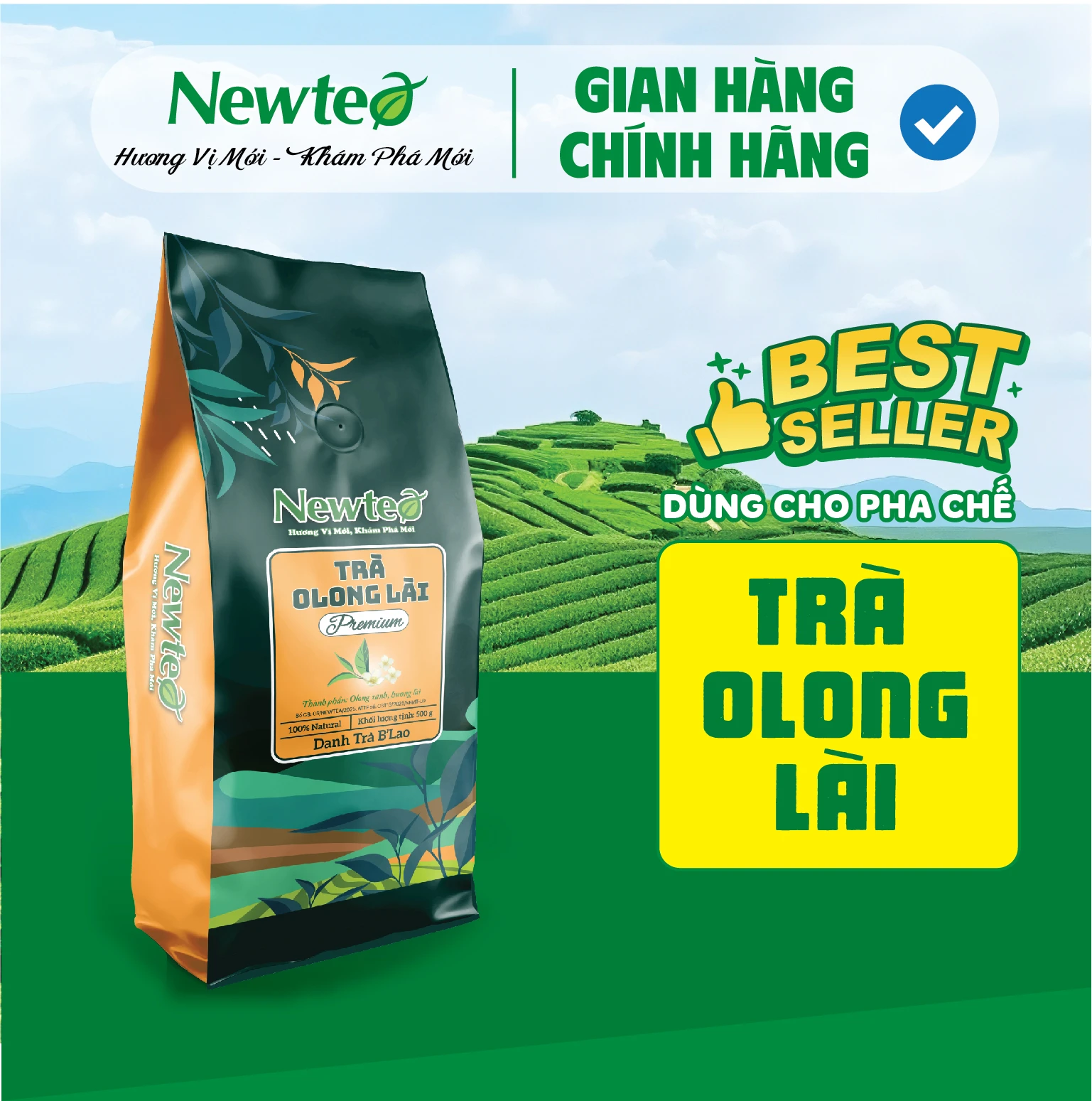 Trà Olong Lài Cao Cấp Newtea 500g - Pha Trà Sữa Cốm, Olong Nhài Sữa Phê La, Trà Trái Cây