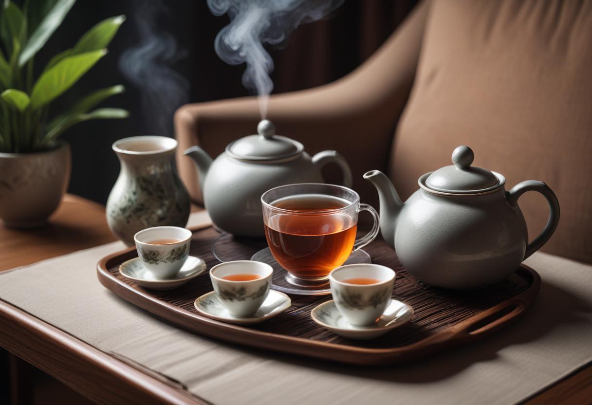 Premium tea set representing the relaxation benefits of high-quality tea.