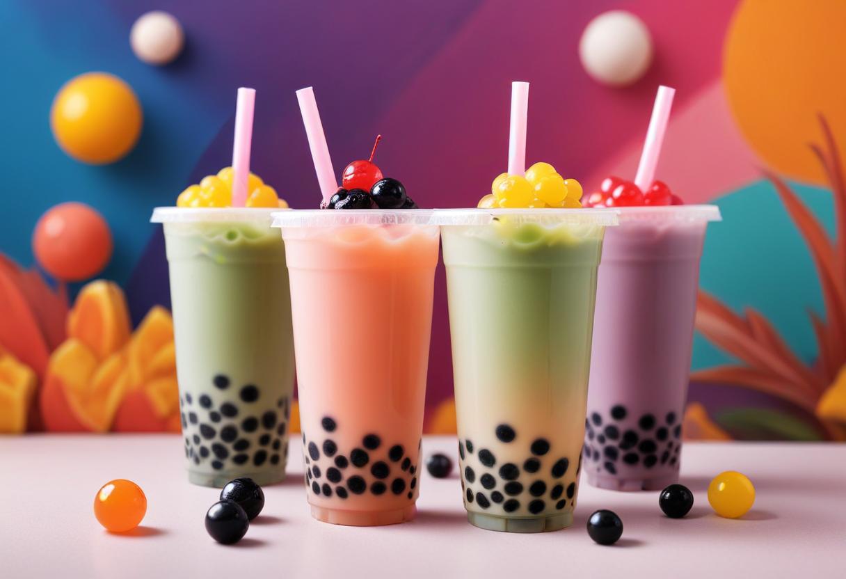 Colorful bubble tea showcasing variety and modern appeal, emphasizing the blend of tradition and innovation.