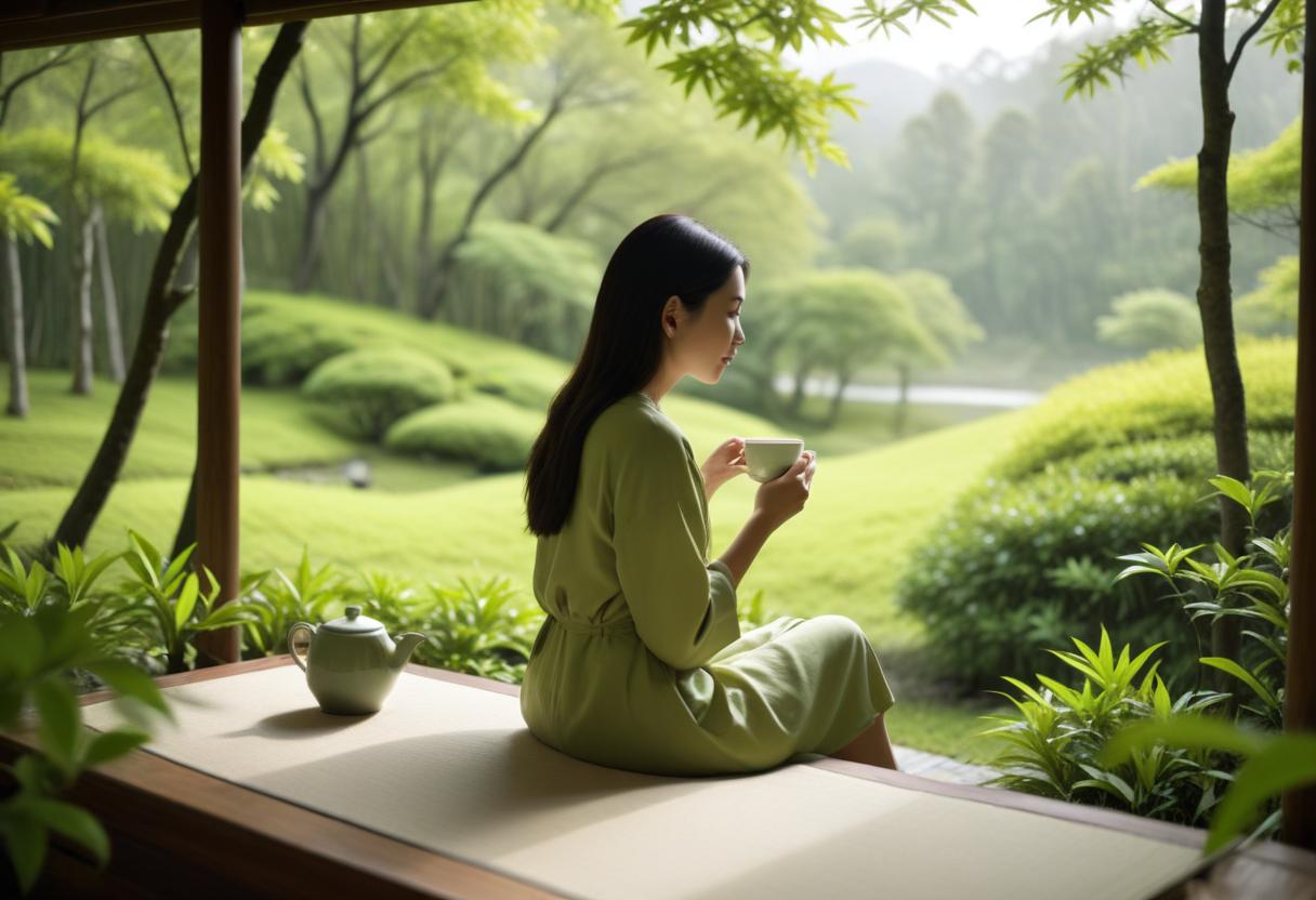 Enjoying a cup of green tea for relaxation and stress relief
