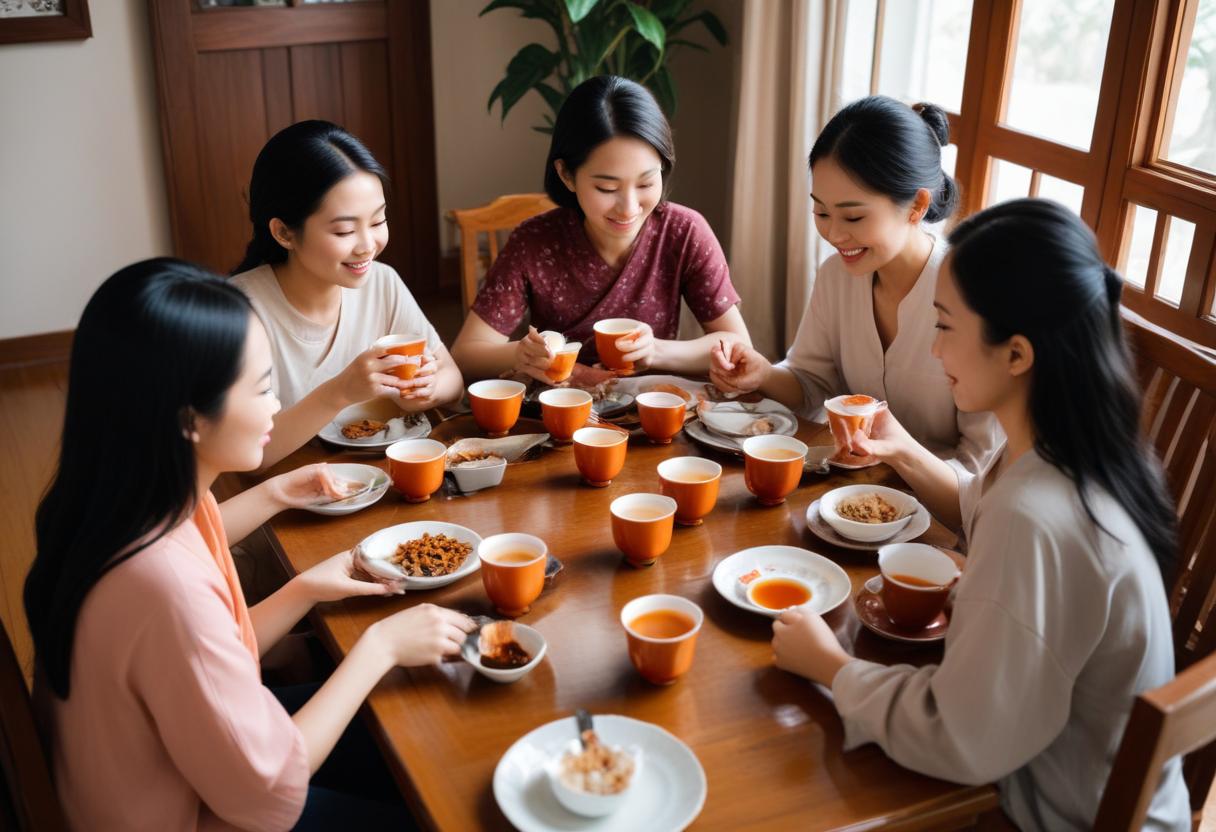 Family bonding over Thai Nguyen tea, representing tradition and shared moments.