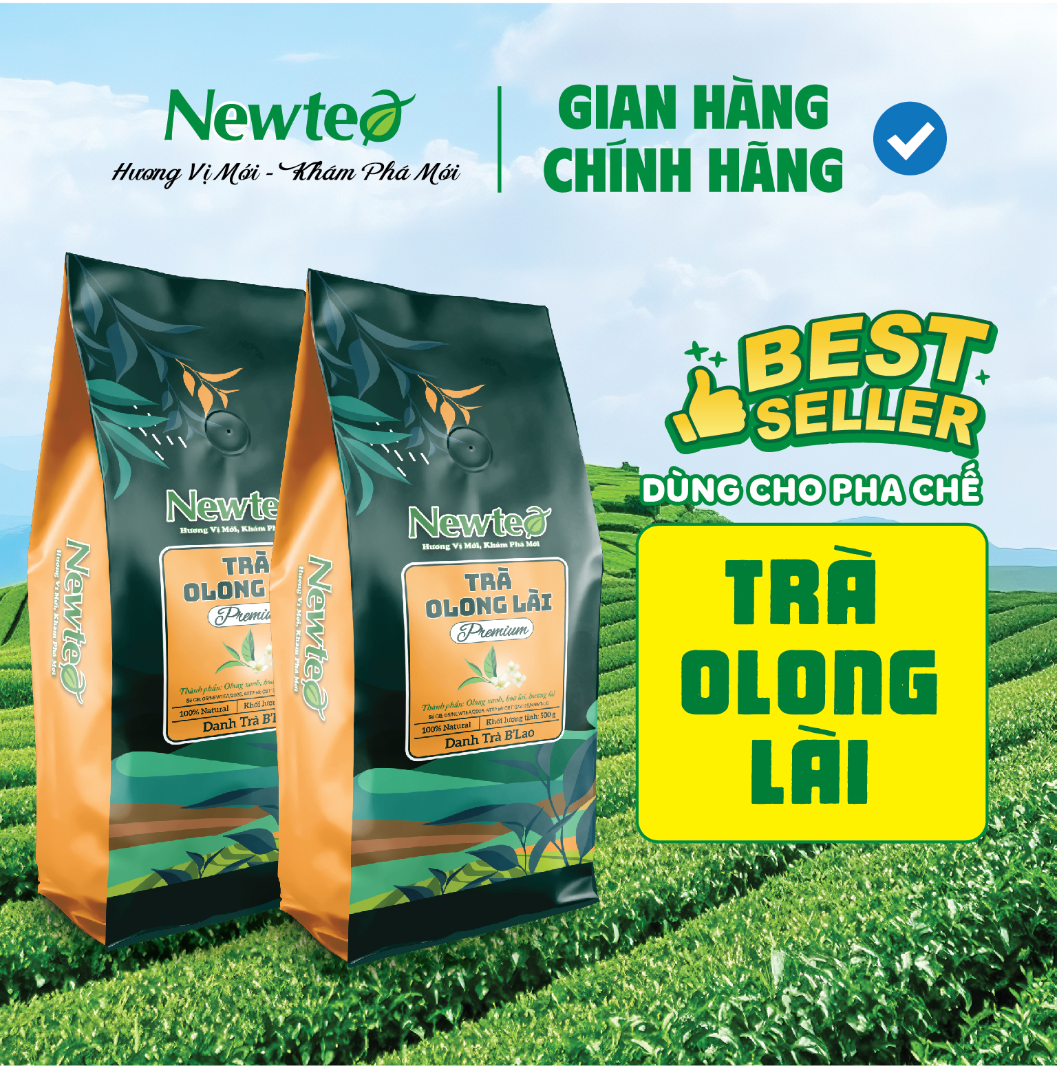 Combo 2 Gói Trà Olong Lài Cao Cấp Newtea 1000g - Pha Trà Sữa Cốm, Olong Nhài Sữa Phê La, Trà Trái Cây