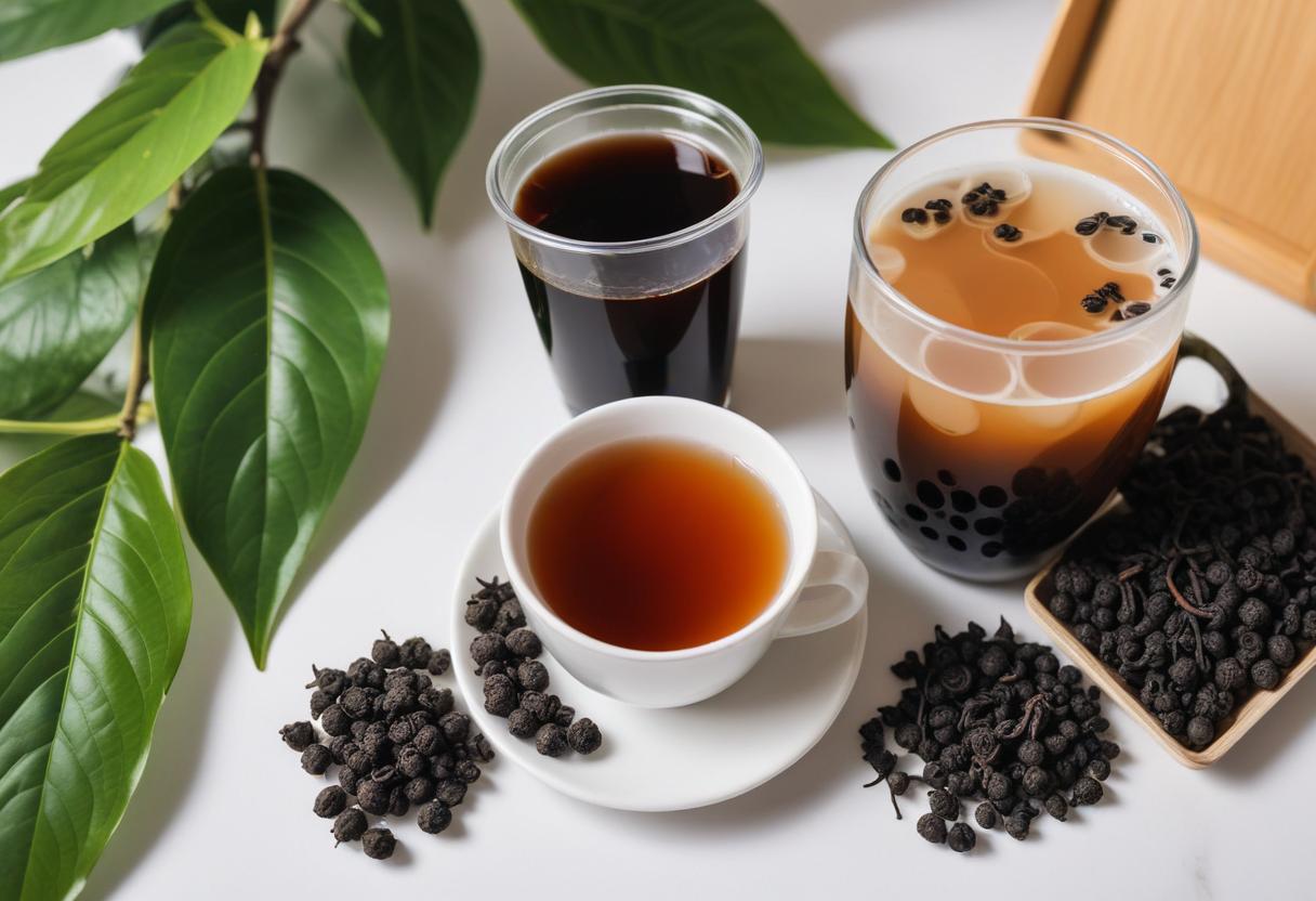 Hồng trà nguyên lá và ly trà sữa hồng trà đẹp mắt