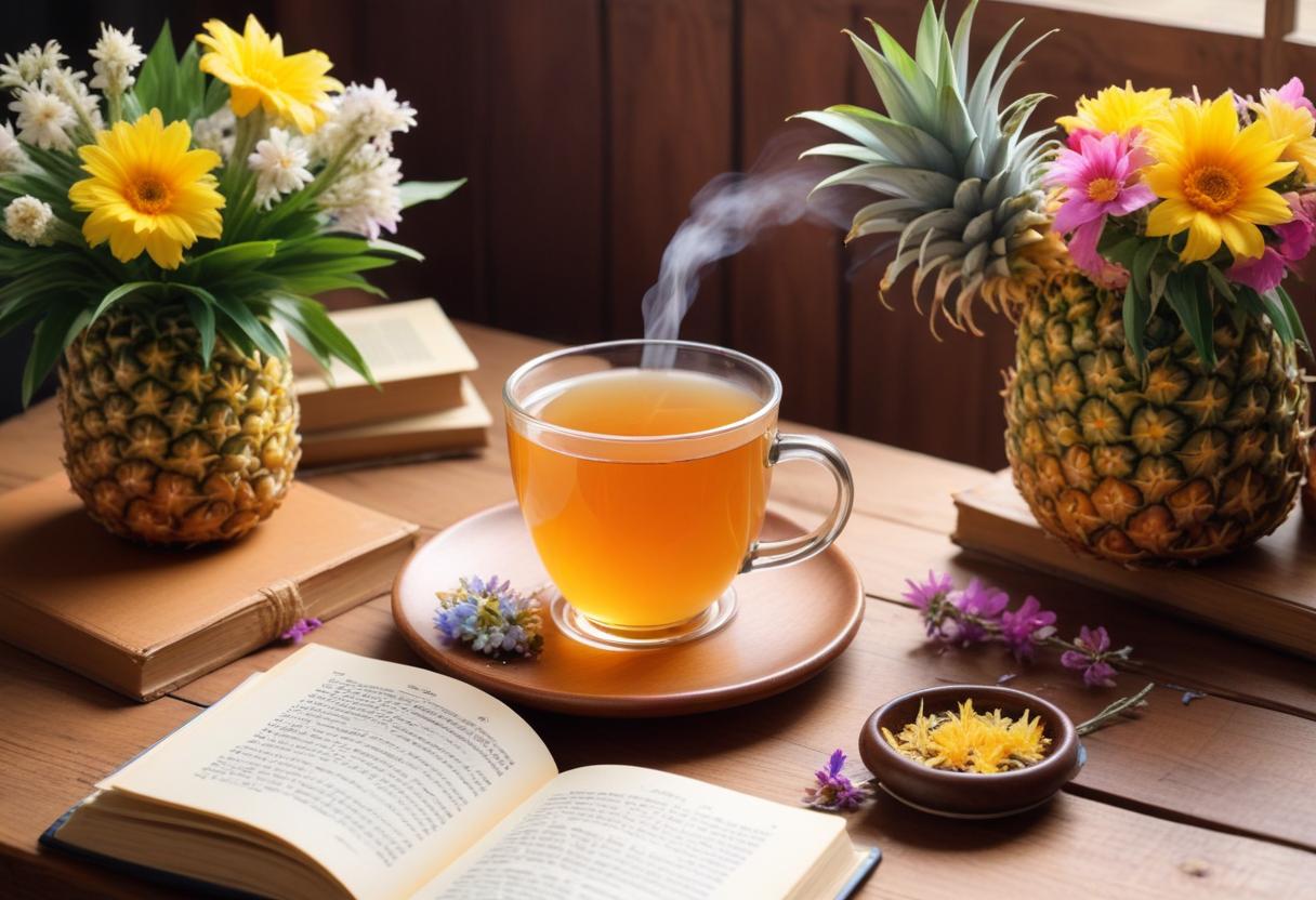 Tách trà sâm dứa truyền thống đang bốc khói, gợi nhắc về văn hóa thưởng trà của người Việt.