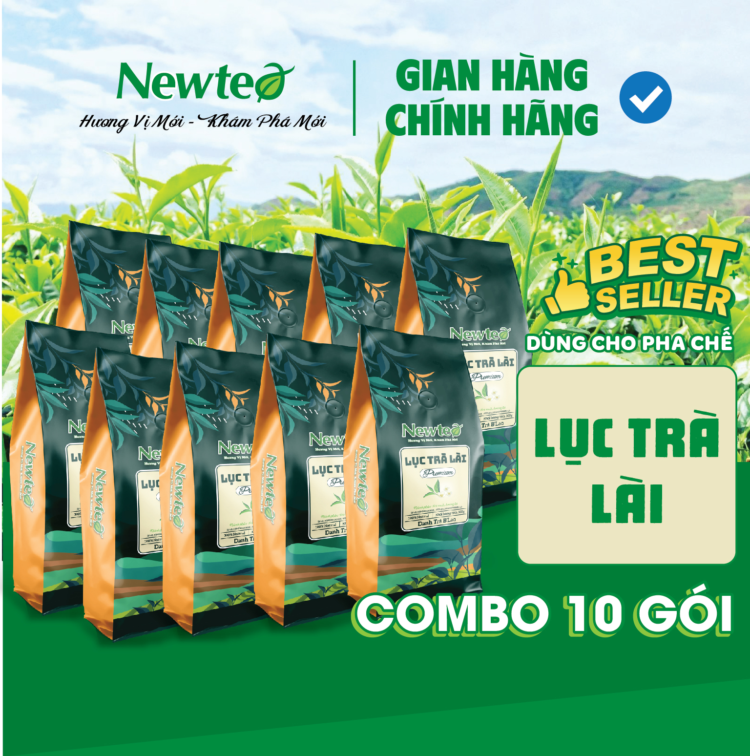 Combo 10 Gói Lục Trà Lài Cao Cấp Newtea 5000gr - Pha Trà Chanh, Lục Trà Trái Cây, Lục Trà Sữa