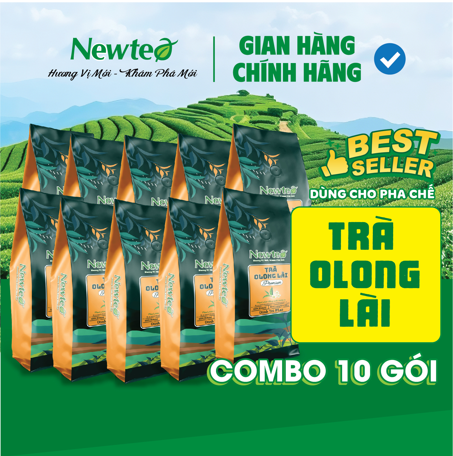 Combo 10 Gói Trà Olong Lài Cao Cấp Newtea 5000g - Pha Trà Sữa Cốm, Olong Nhài Sữa Phê La, Trà Trái Cây