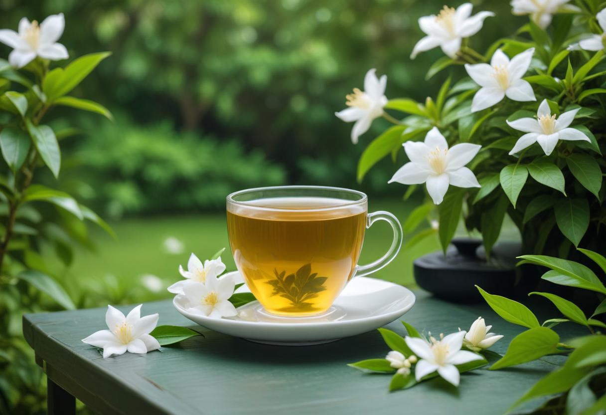 Tách trà lài thơm ngon giữa không gian thiên nhiên yên bình