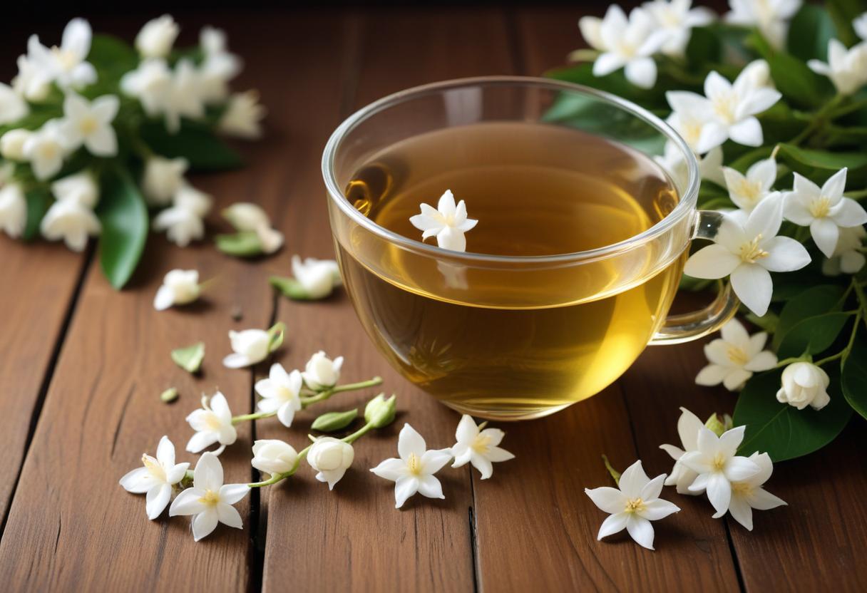Cốc trà lài nguyên chất với hoa lài tươi - lựa chọn lành mạnh cho chế độ ăn kiêng