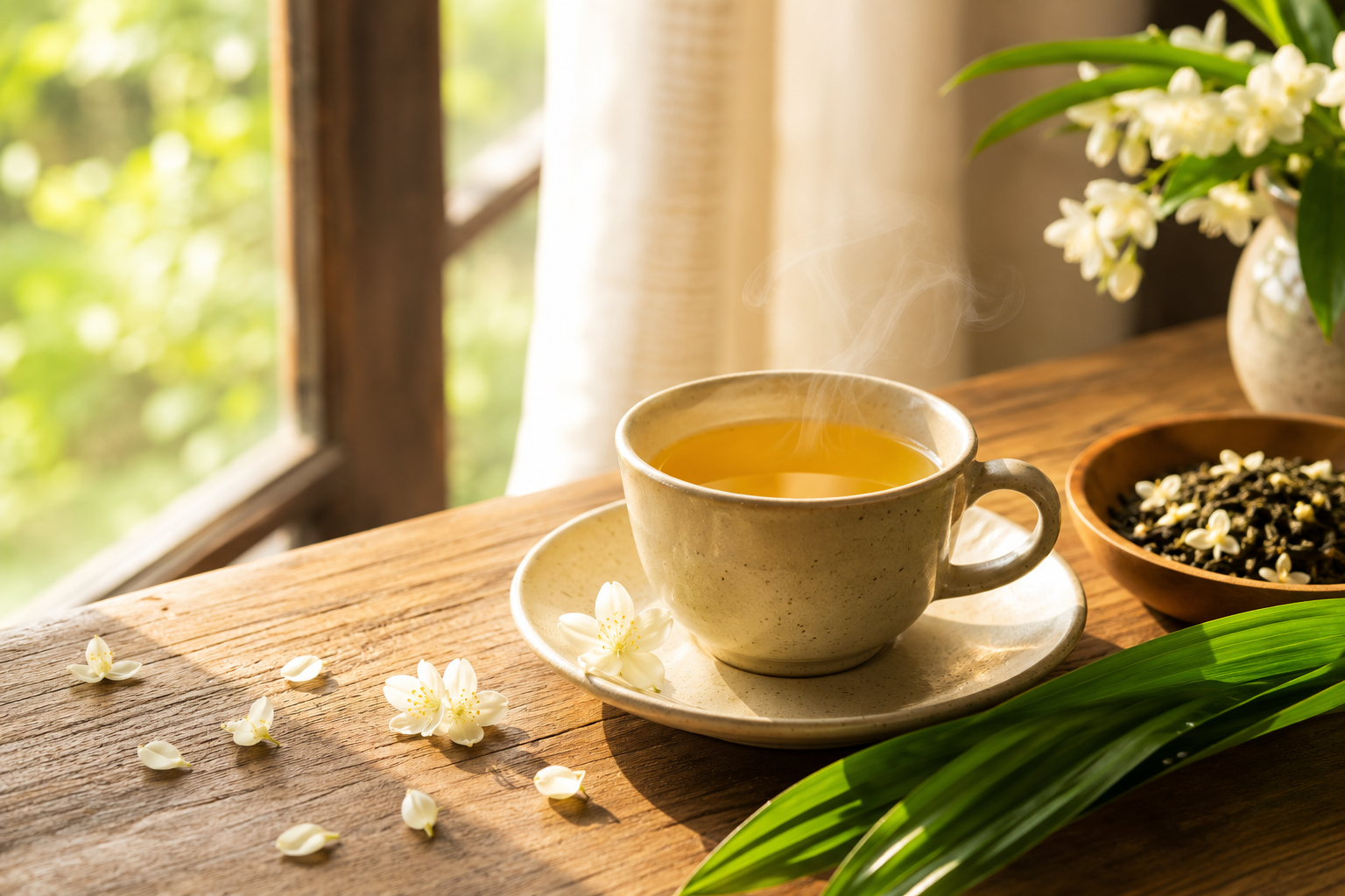 thưởng thức trà ướp hương thơm dịu thư giãn