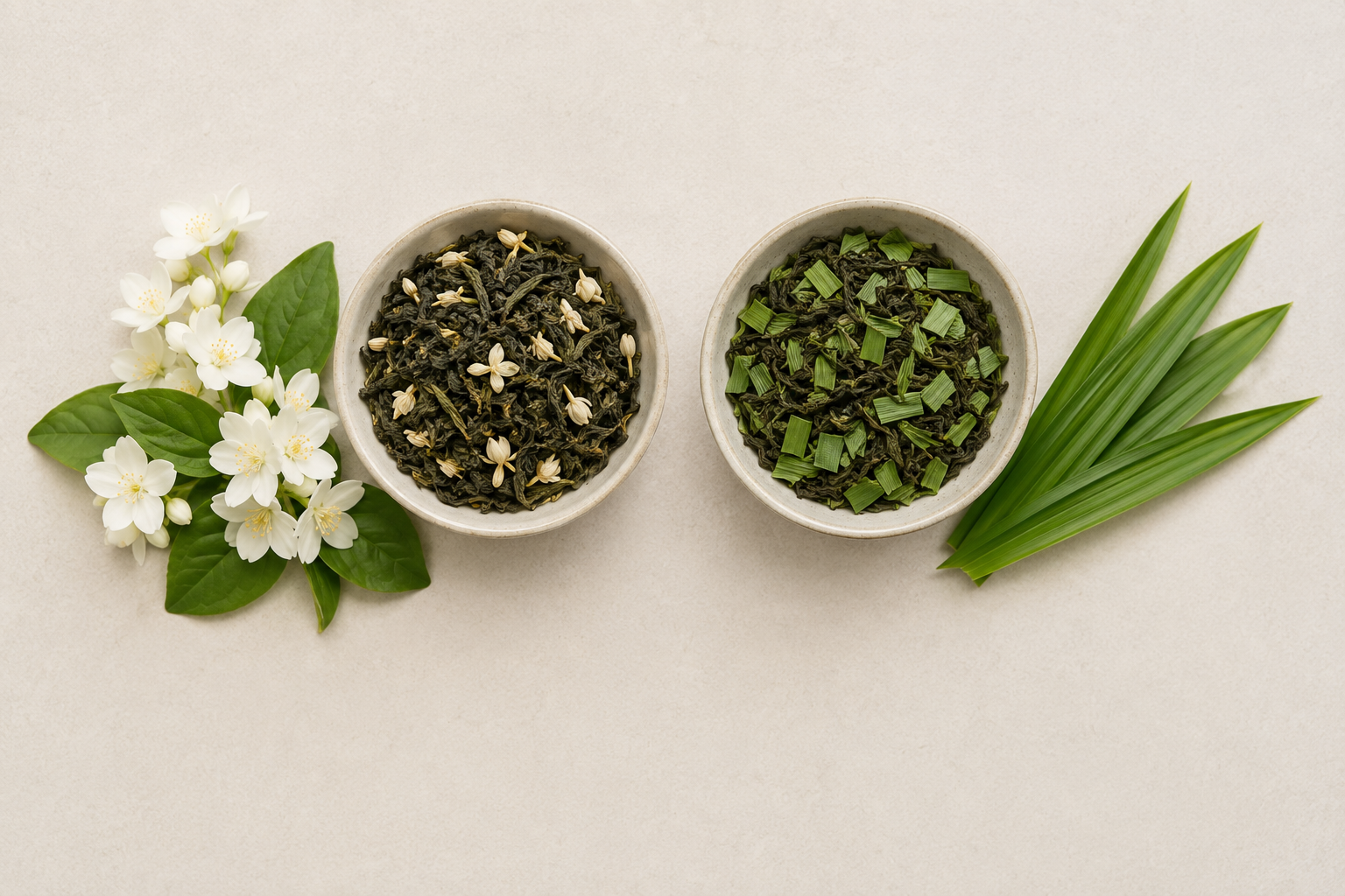 hai loại trà ướp hương Newtea: hương lài và sâm dứa