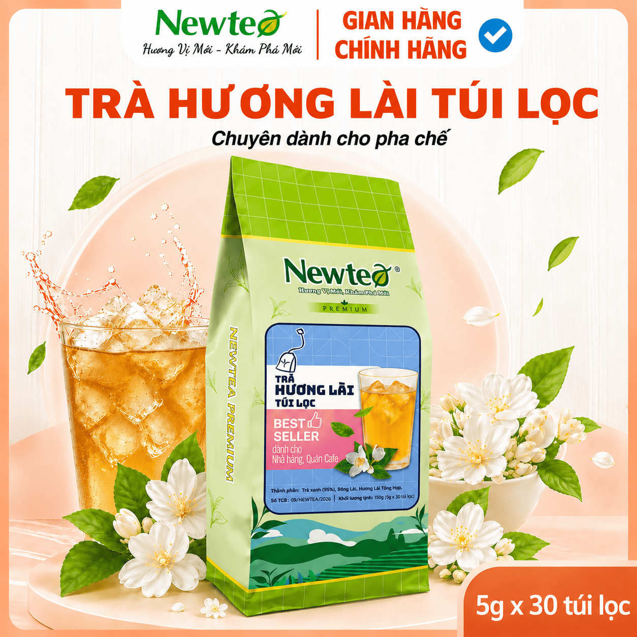 TRÀ HƯƠNG LÀI TÚI LỌC Newtea 150g (30 Gói)